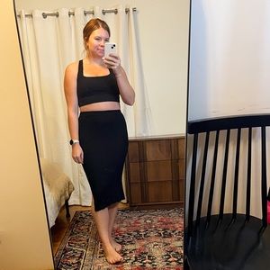 Black Knit Midi Skirt